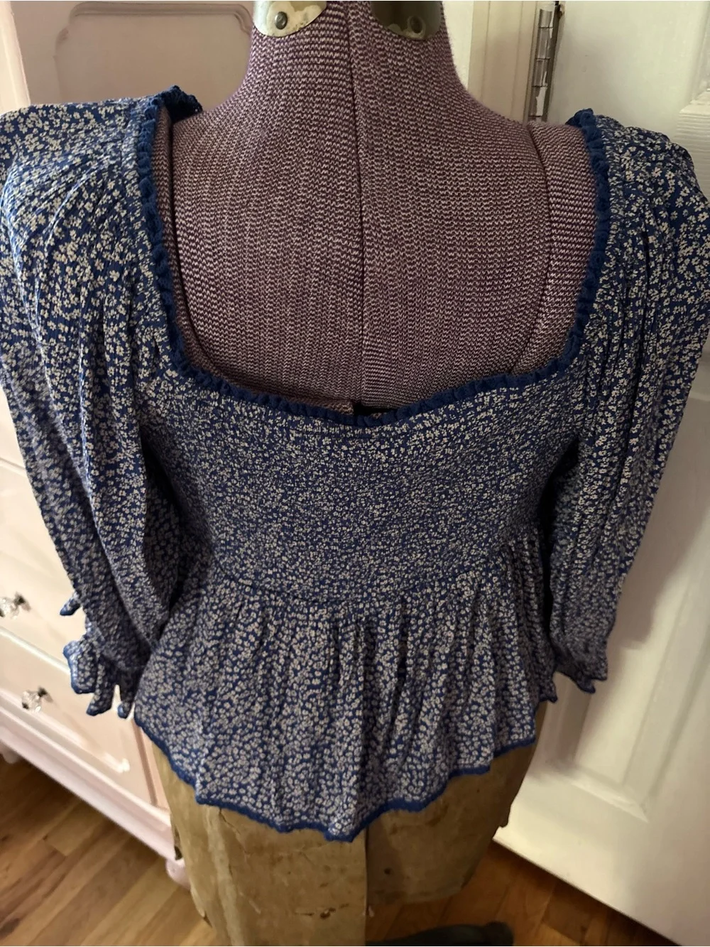 Free People Brittnee Floral Smocked Top L